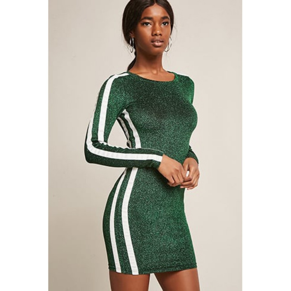 emerald metallic mini dress
